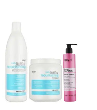 3 Produkter Promaster Milk Latte Pakke Mask 1000ml og Shampoo 1000ml, Keratin Conditioner 300 ml