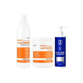 3 Produkter PROMASTER Curl Control pakke Shampoo1000ml og Mask 1000ml Rosted 5 Volume Conditioner 250ml