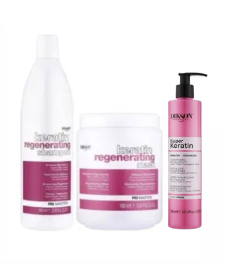 3 produkter Promaster Keratin Pakke - Mask 1000ml, Shampoo 1000ml, Keratin Conditioner 300 ml