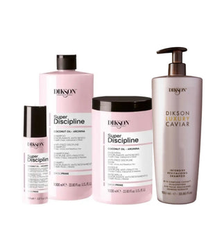 4 Produkter - Disciplin Shampoo 1000ml - Disciplin Mask 1000ml - Disciplin Spray 150ml - Caviar Conditioner 1000ml