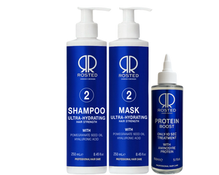 3 Produkter - Rosted 2 Ultra-Hydrating Pakke Rosted 2 Shampoo 250 ml - Rosted 2 Mask 250 ml - Rosted Protein Booster 150 m l